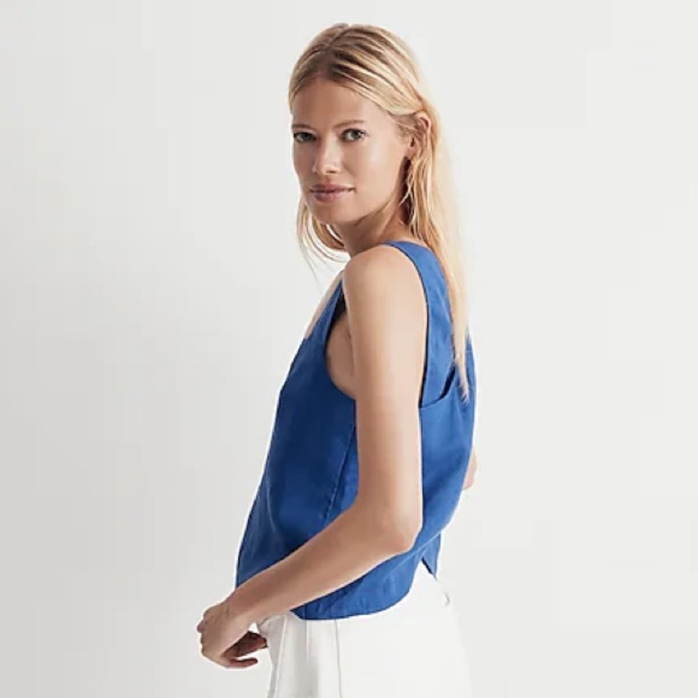 Madewell 100% Linen Cross-Back Sleeveless Top - Picture 3 of 4